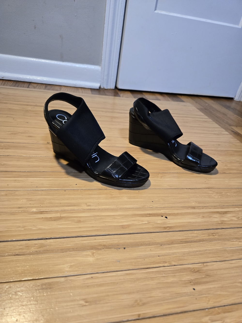 Calvin Klein Black Wedge Sandals
